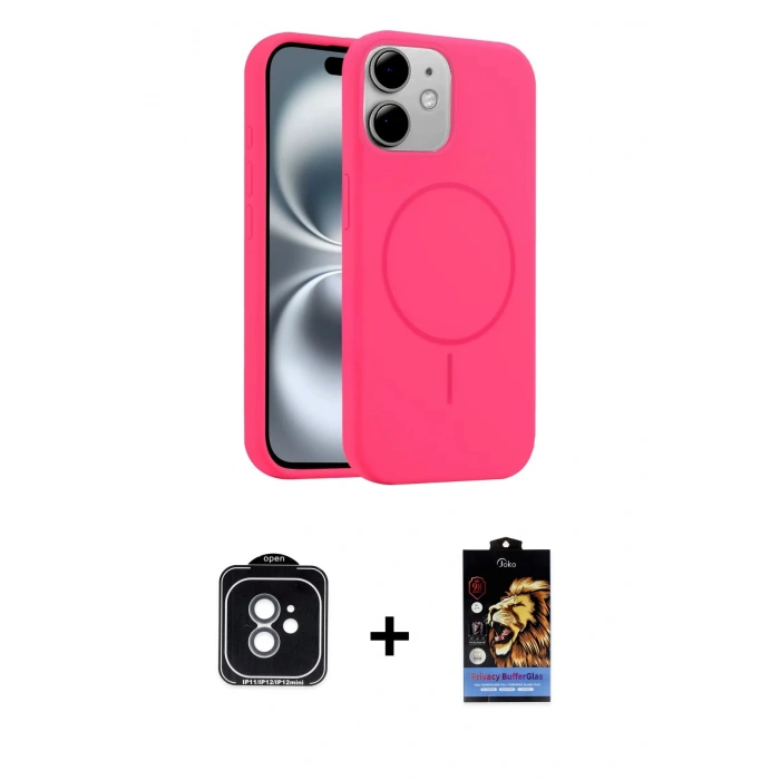 MARSİLYAN™- iPhone 11 Kılıf Yankı Form Serisi - Siyah Buffer Hayalet Cam Ekran Koruyucu + PVD Metal Kamera Lens - YL