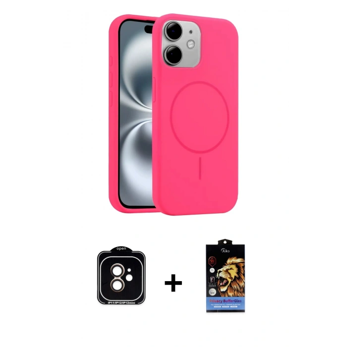MARSİLYAN™- iPhone 11 Kılıf Yankı Form Serisi - Siyah Buffer Hayalet Cam Ekran Koruyucu + PVD Metal Kamera Lens - TU