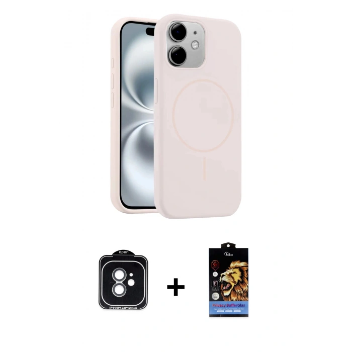 MARSİLYAN™- iPhone 11 Kılıf Yankı Form Serisi - Siyah Buffer Hayalet Cam Ekran Koruyucu + PVD Metal Kamera Lens - YL