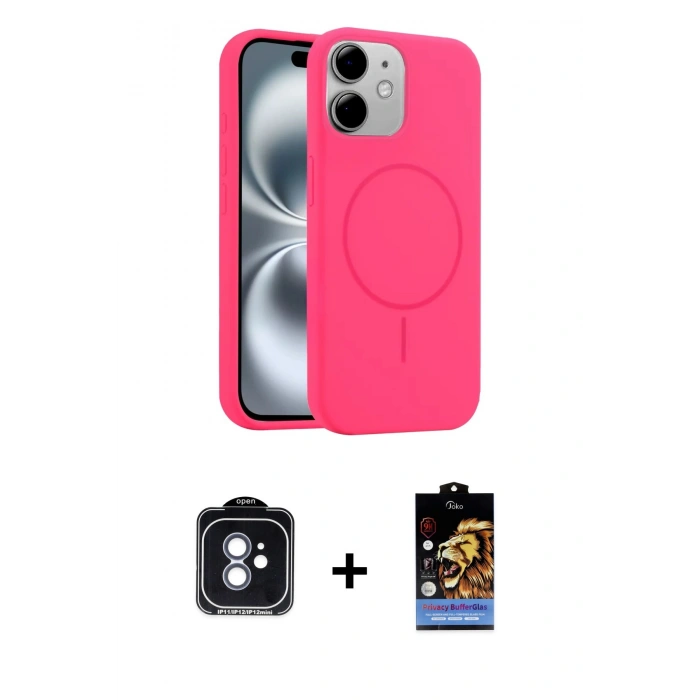 MARSİLYAN™- iPhone 11 Kılıf Yankı Form Serisi - Siyah Buffer Hayalet Cam Ekran Koruyucu + PVD Metal Kamera Lens - MI