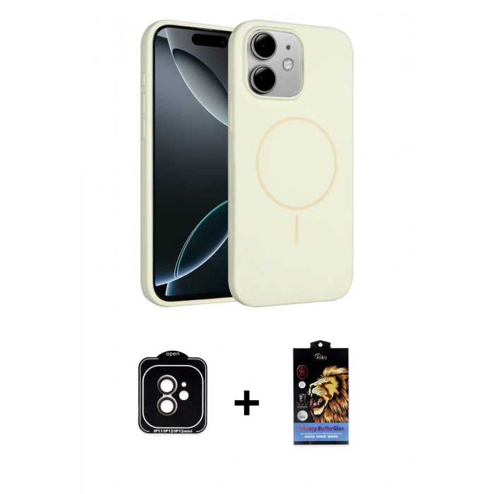 MARSİLYAN™- iPhone 11 Kılıf Yankı Form Serisi - Siyah Buffer Hayalet Cam Ekran Koruyucu + PVD Metal Kamera Lens - TU