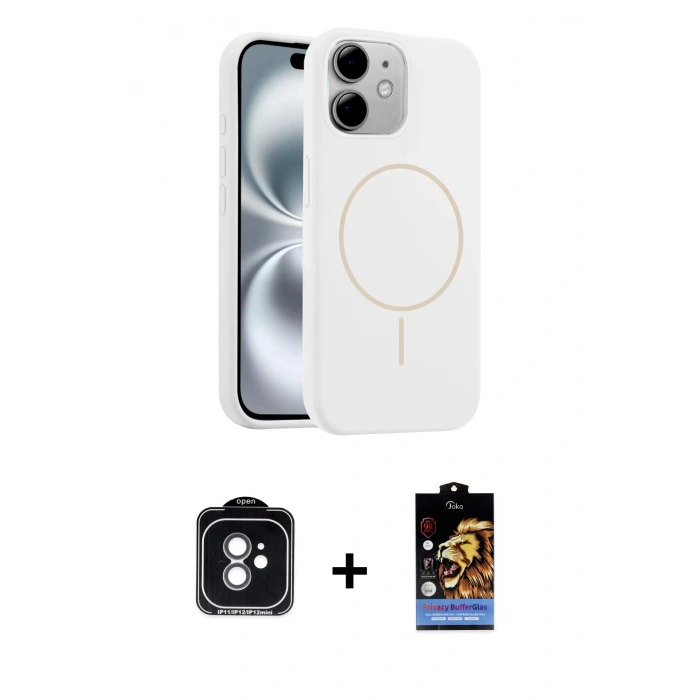 MARSİLYAN™- iPhone 11 Kılıf Yankı Form Serisi - Siyah Buffer Hayalet Cam Ekran Koruyucu + PVD Metal Kamera Lens - YL