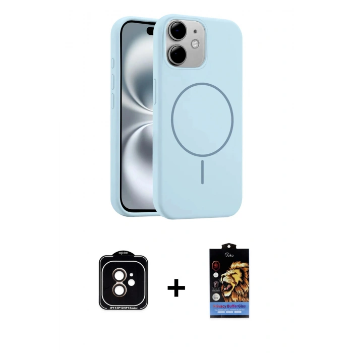 MARSİLYAN™- iPhone 11 Kılıf Yankı Form Serisi - Siyah Buffer Hayalet Cam Ekran Koruyucu + PVD Metal Kamera Lens - TU