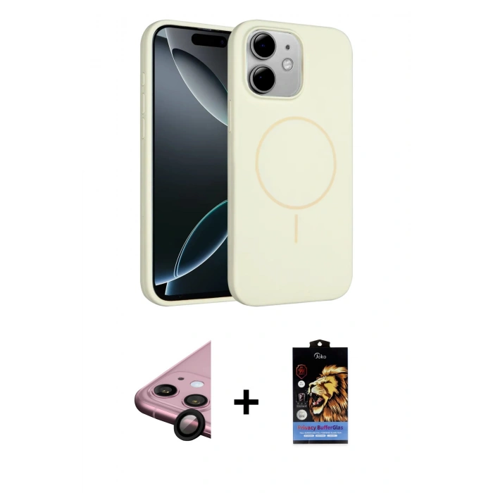 MARSİLYAN™- iPhone 11 Kılıf Yankı Form Serisi - Siyah Buffer Hayalet Cam Ekran Koruyucu + Raze Metal Kamera Lens - SH