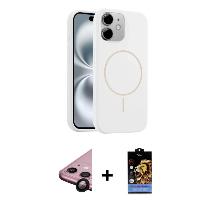 MARSİLYAN™- iPhone 11 Kılıf Yankı Form Serisi - Siyah Buffer Hayalet Cam Ekran Koruyucu + Raze Metal Kamera Lens - SH