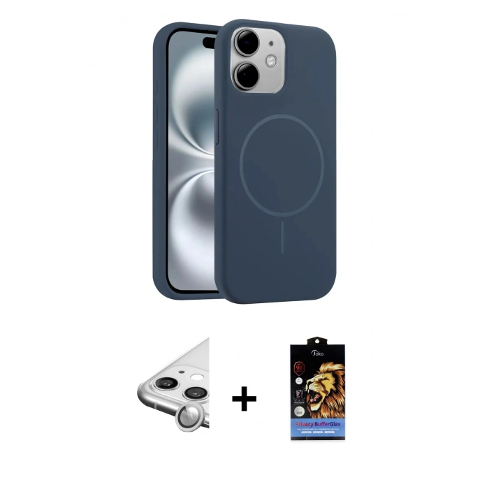 MARSİLYAN™- iPhone 11 Kılıf Yankı Form Serisi - Siyah Buffer Hayalet Cam Ekran Koruyucu + Raze Metal Kamera Lens - GS