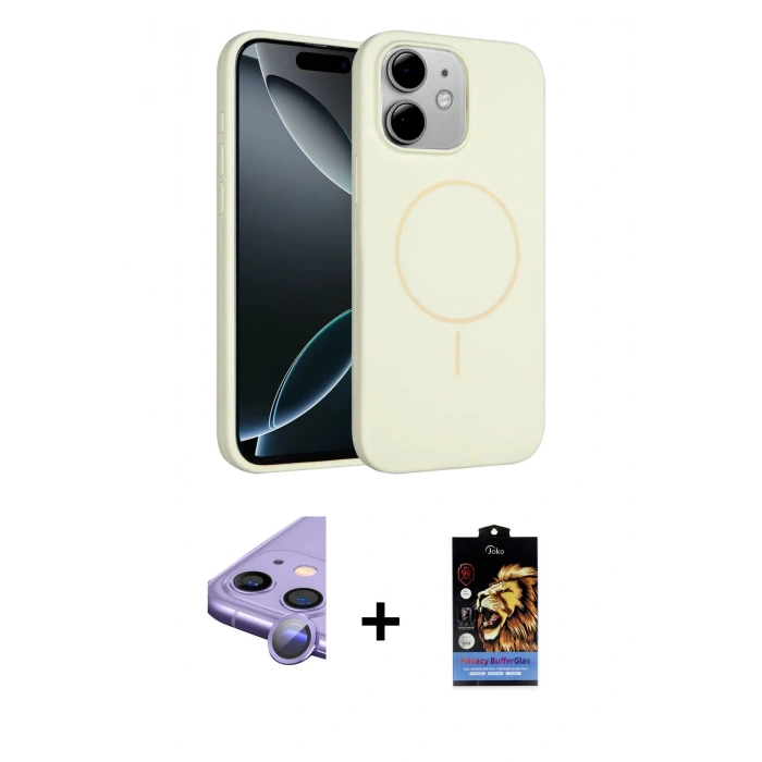 MARSİLYAN™- iPhone 11 Kılıf Yankı Form Serisi - Siyah Buffer Hayalet Cam Ekran Koruyucu + Raze Metal Kamera Lens - MR