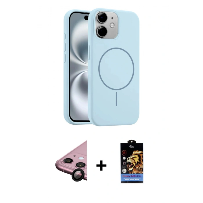 MARSİLYAN™- iPhone 11 Kılıf Yankı Form Serisi - Siyah Buffer Hayalet Cam Ekran Koruyucu + Raze Metal Kamera Lens - SH