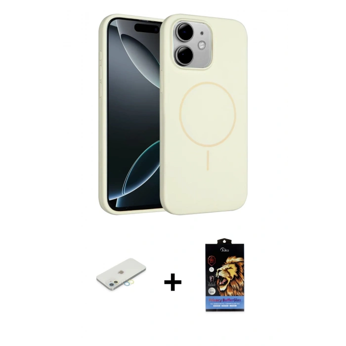 MARSİLYAN™- iPhone 11 Kılıf Yankı Form Serisi - Siyah Buffer Hayalet Cam Ekran Koruyucu + Renkli Kamera Lens Koruma Cam - SI