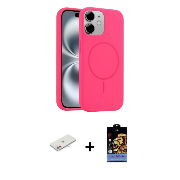 MARSİLYAN™- iPhone 11 Kılıf Yankı Form Serisi - Siyah Buffer Hayalet Cam Ekran Koruyucu + Renkli Kamera Lens Koruma Cam - PE