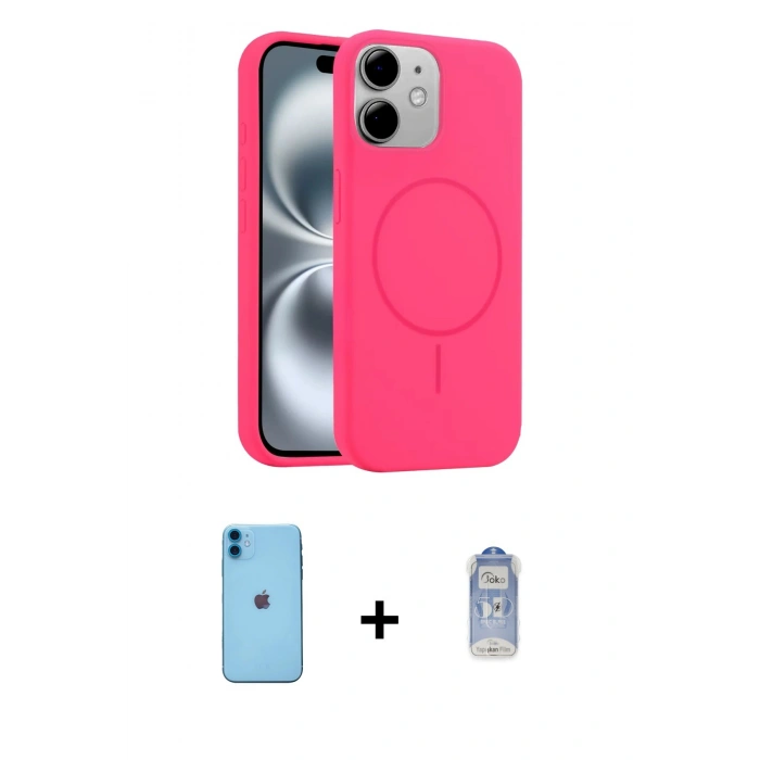 MARSİLYAN™- iPhone 11 Kılıf Yankı Form Serisi - Siyah Joko Magic 5D Cam + Neon Fosforlu Kamera Lens - MI