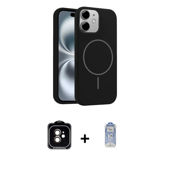 MARSİLYAN™- iPhone 11 Kılıf Yankı Form Serisi - Siyah Joko Magic 5D Cam + PVD Metal Kamera Lens - TU