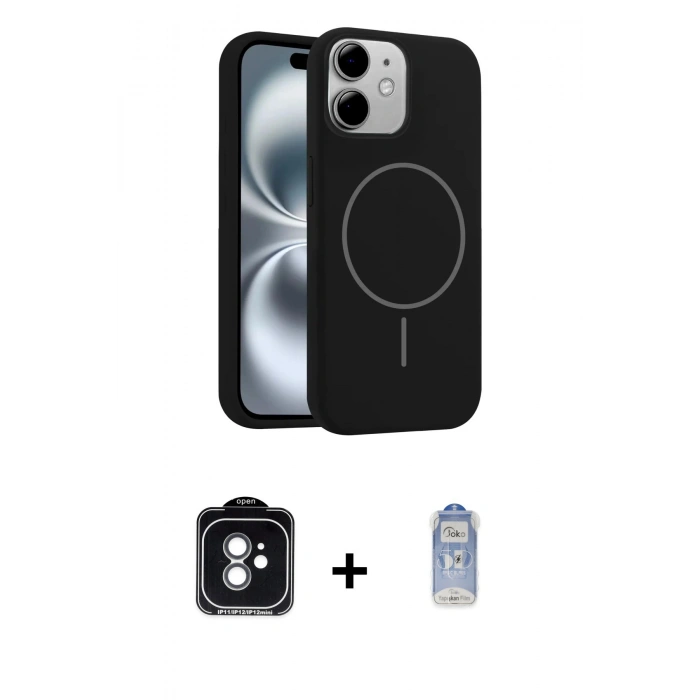 MARSİLYAN™- iPhone 11 Kılıf Yankı Form Serisi - Siyah Joko Magic 5D Cam + PVD Metal Kamera Lens - YL