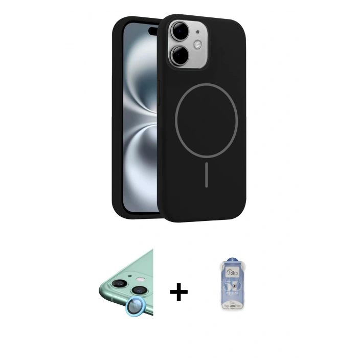 MARSİLYAN™- iPhone 11 Kılıf Yankı Form Serisi - Siyah Joko Magic 5D Cam + Raze Metal Kamera Lens - MI