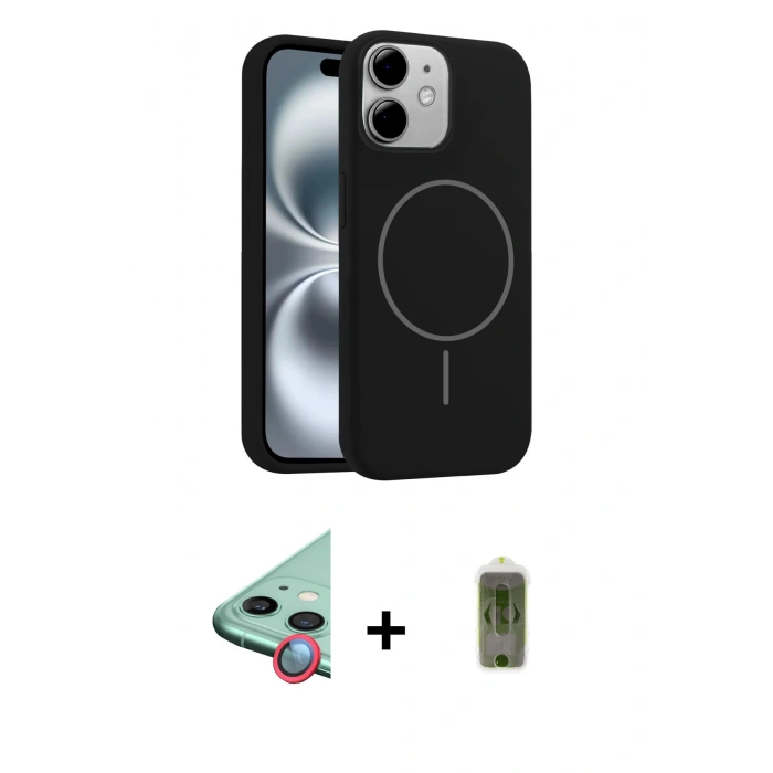 MARSİLYAN™- iPhone 11 Kılıf Yankı Form Serisi - Siyah Joko Magic 5D Hayalet Cam + Raze Metal Kamera Lens - KI