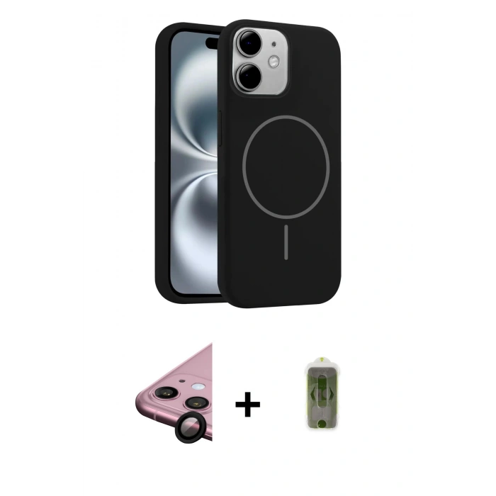 MARSİLYAN™- iPhone 11 Kılıf Yankı Form Serisi - Siyah Joko Magic 5D Hayalet Cam + Raze Metal Kamera Lens - SH
