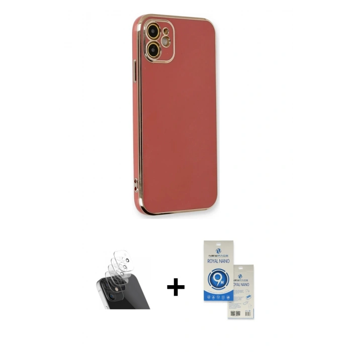 MARSİLYAN™- iPhone 11 Kılıf Yankı Serisi - Şeffaf Royal Nano Ekran Koruyucu + Kamera Lens Koruma Cam - SF