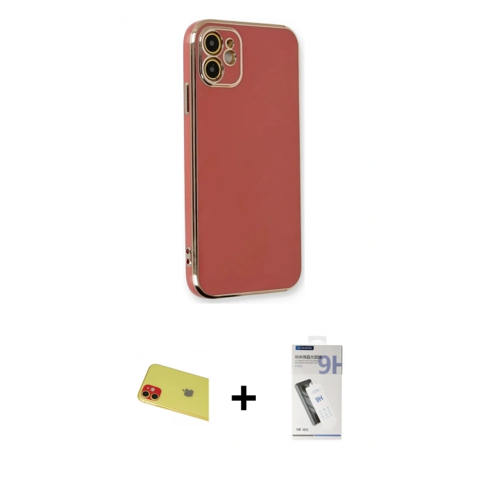 MARSİLYAN™- iPhone 11 Kılıf Yankı Serisi - Şeffaf Uv Polymer Nano Ekran Koruyucu + Rainbow Kamera Lens Koruma Cam - KI