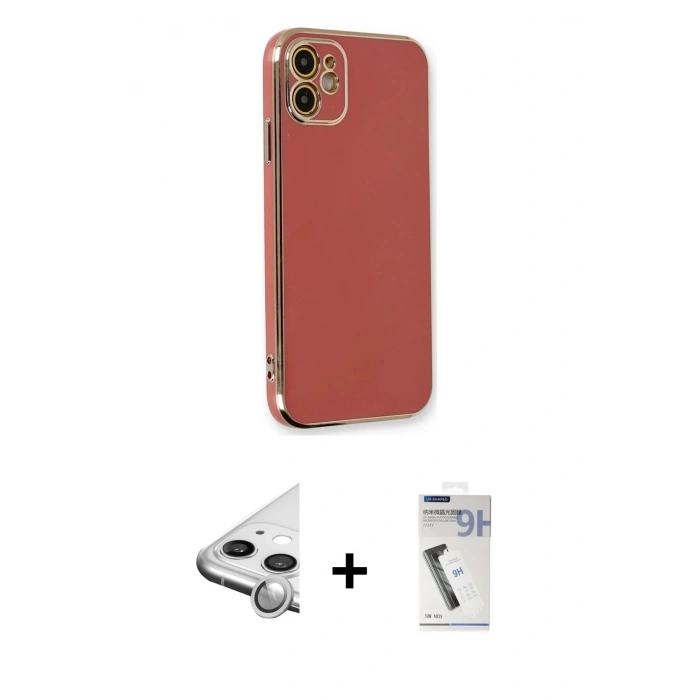 MARSİLYAN™- iPhone 11 Kılıf Yankı Serisi - Şeffaf Uv Polymer Nano Ekran Koruyucu + Raze Metal Kamera Lens - GS