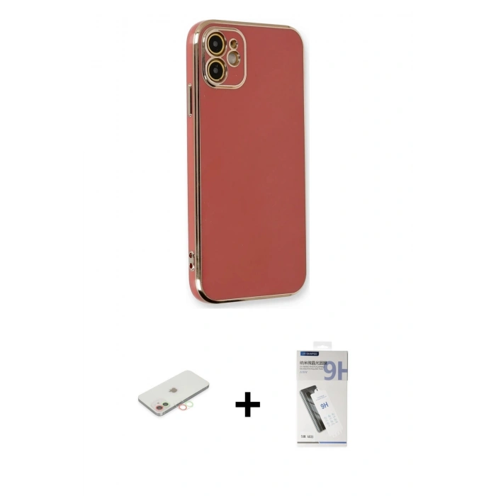 MARSİLYAN™- iPhone 11 Kılıf Yankı Serisi - Şeffaf Uv Polymer Nano Ekran Koruyucu + Yeşil Renkli Kamera Lens Koruma Cam