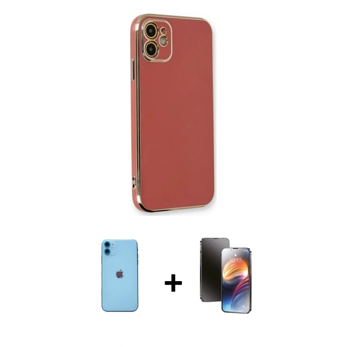 MARSİLYAN™- iPhone 11 Kılıf Yankı Serisi - Siyah 3D Antistatik Mat Seramik Nano Ekran Koruyucu + Neon Fosforlu Kamera Lens - MI
