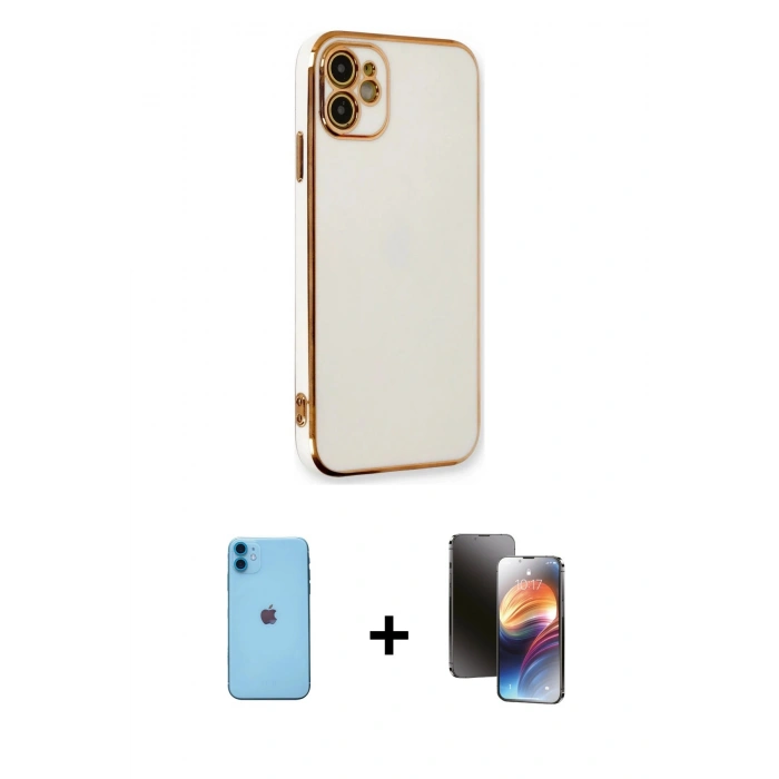 MARSİLYAN™- iPhone 11 Kılıf Yankı Serisi - Siyah 3D Antistatik Mat Seramik Nano Ekran Koruyucu + Neon Fosforlu Kamera Lens - MI