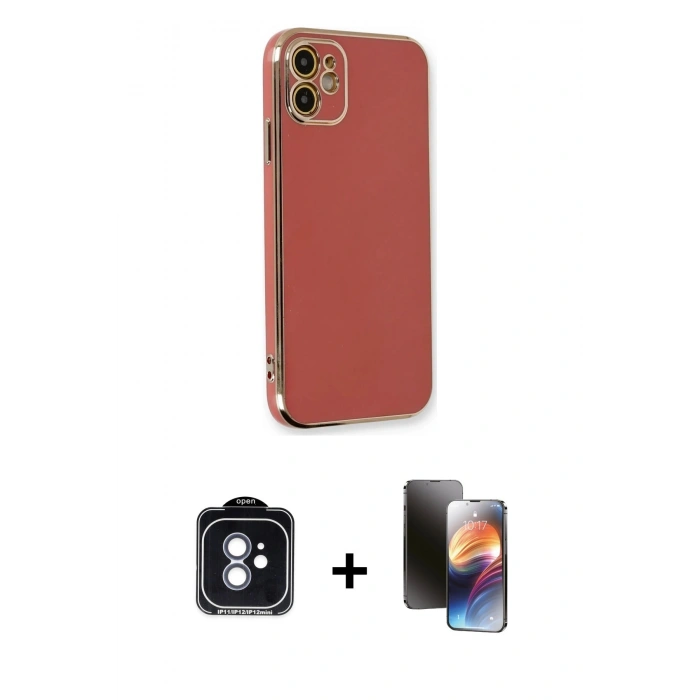 MARSİLYAN™- iPhone 11 Kılıf Yankı Serisi - Siyah 3D Antistatik Mat Seramik Nano Ekran Koruyucu + PVD Metal Kamera Lens - MI