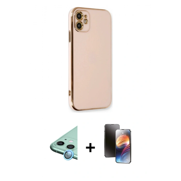 MARSİLYAN™- iPhone 11 Kılıf Yankı Serisi - Siyah 3D Antistatik Mat Seramik Nano Ekran Koruyucu + Raze Metal Kamera Lens - MI