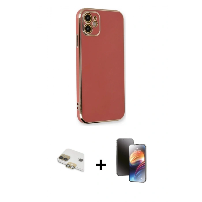MARSİLYAN™- iPhone 11 Kılıf Yankı Serisi - Siyah 3D Antistatik Mat Seramik Nano Ekran Koruyucu + Pers Alüminyum Kamera Lens - GD