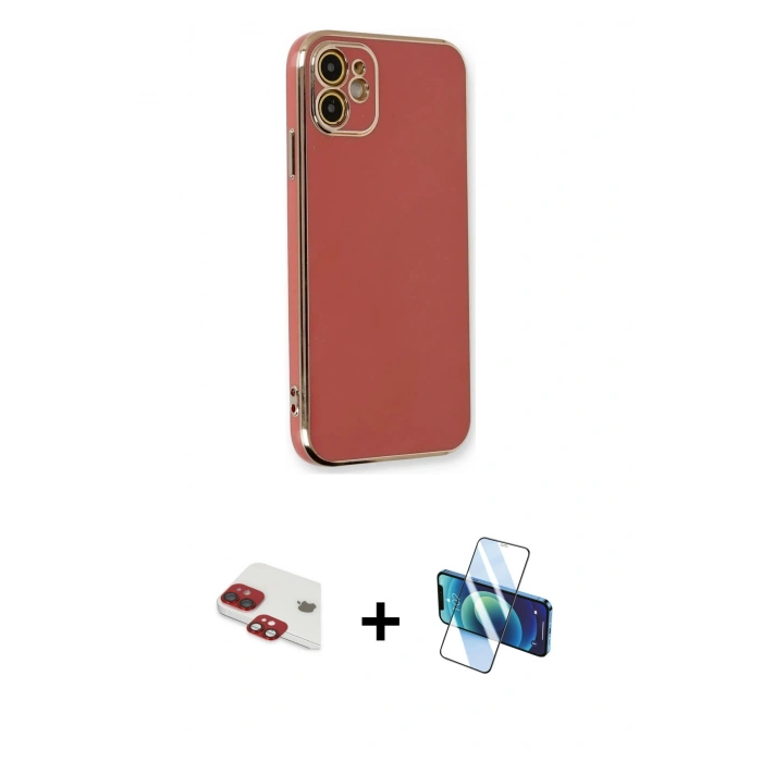 MARSİLYAN™- iPhone 11 Kılıf Yankı Serisi - Siyah 3D Antistatik Seramik Nano Ekran Koruyucu + Pers Alüminyum Kamera Lens - KI
