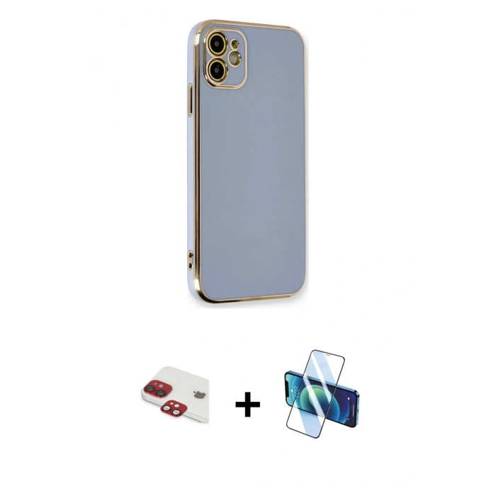 MARSİLYAN™- iPhone 11 Kılıf Yankı Serisi - Siyah 3D Antistatik Seramik Nano Ekran Koruyucu + Pers Alüminyum Kamera Lens - KI