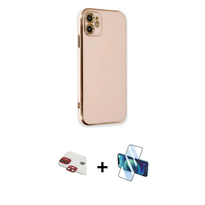 MARSİLYAN™- iPhone 11 Kılıf Yankı Serisi - Siyah 3D Antistatik Seramik Nano Ekran Koruyucu + Pers Alüminyum Kamera Lens - KI