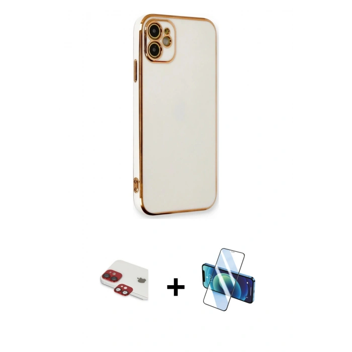MARSİLYAN™- iPhone 11 Kılıf Yankı Serisi - Siyah 3D Antistatik Seramik Nano Ekran Koruyucu + Pers Alüminyum Kamera Lens - KI