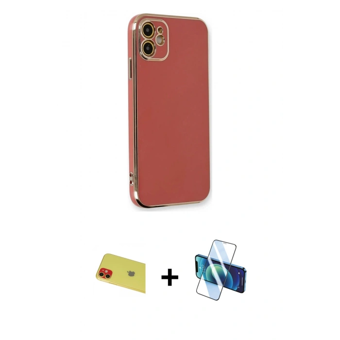 MARSİLYAN™- iPhone 11 Kılıf Yankı Serisi - Siyah 3D Antistatik Seramik Nano Ekran Koruyucu + Rainbow Kamera Lens Koruma Cam - KI