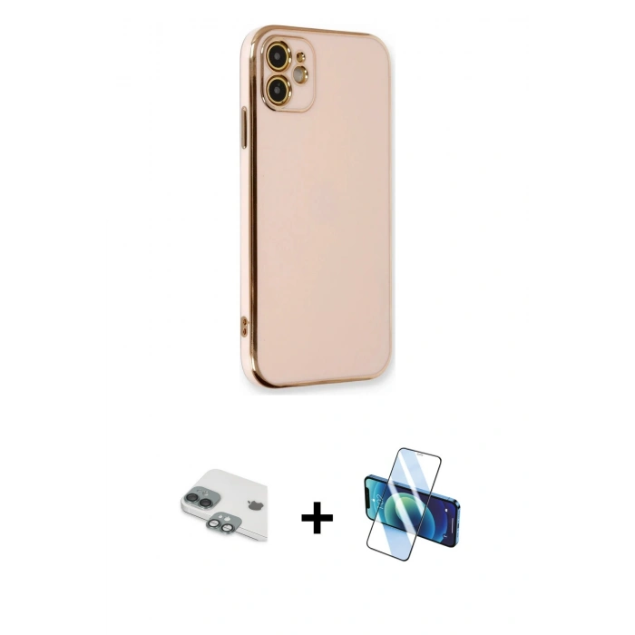 MARSİLYAN™- iPhone 11 Kılıf Yankı Serisi - Siyah 3D Antistatik Seramik Nano Ekran Koruyucu + Pers Alüminyum Kamera Lens - YL