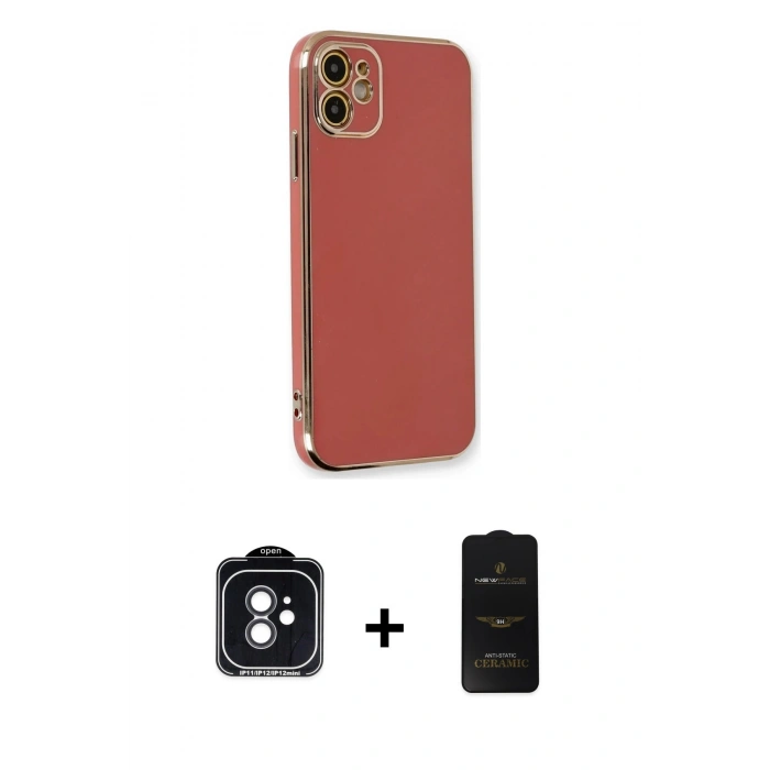MARSİLYAN™- iPhone 11 Kılıf Yankı Serisi - Siyah 6D Antistatik Mat Seramik Hayalet Nano Ekran Koruyucu + PVD Metal Kamera Lens - SH