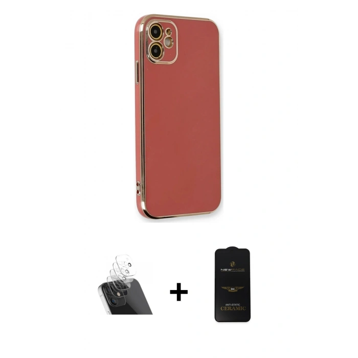 MARSİLYAN™- iPhone 11 Kılıf Yankı Serisi - Siyah 6D Antistatik Mat Seramik Hayalet Nano Ekran Koruyucu + Kamera Lens Koruma Cam - SF