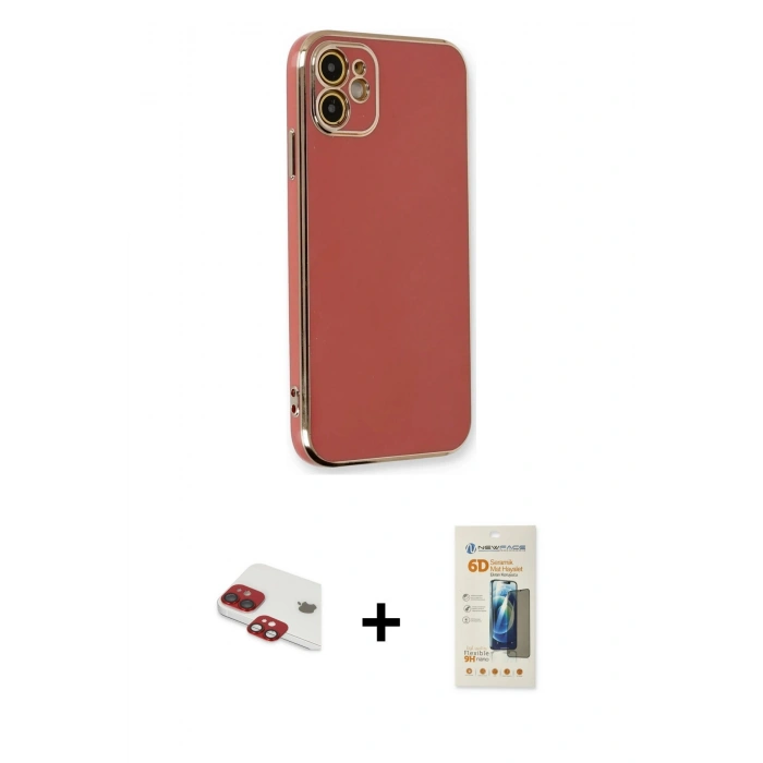 MARSİLYAN™- iPhone 11 Kılıf Yankı Serisi - Siyah 6D Mat Seramik Hayalet Nano Ekran Koruyucu + Pers Alüminyum Kamera Lens - KI