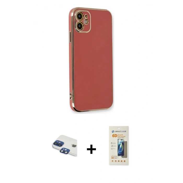 MARSİLYAN™- iPhone 11 Kılıf Yankı Serisi - Siyah 6D Mat Seramik Hayalet Nano Ekran Koruyucu + Pers Alüminyum Kamera Lens - LT