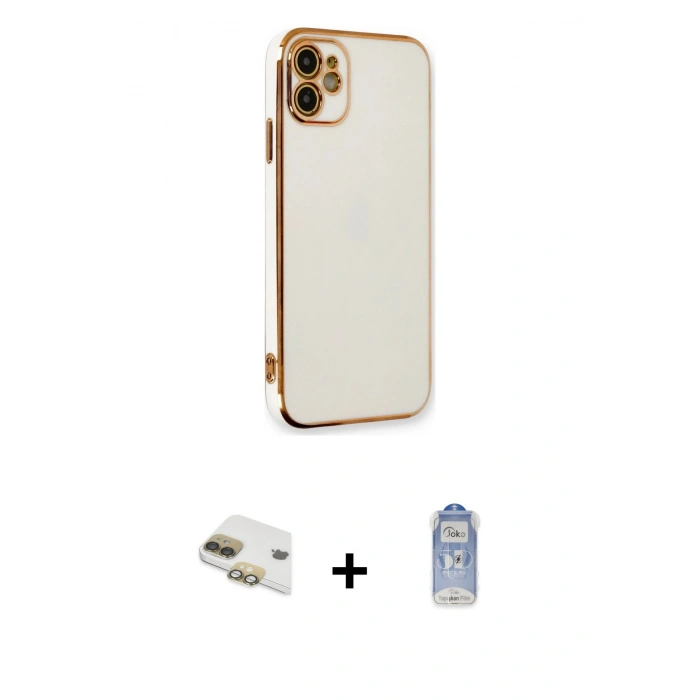 MARSİLYAN™- iPhone 11 Kılıf Yankı Serisi - Siyah Joko Magic 5D Cam + Pers Alüminyum Kamera Lens - GD