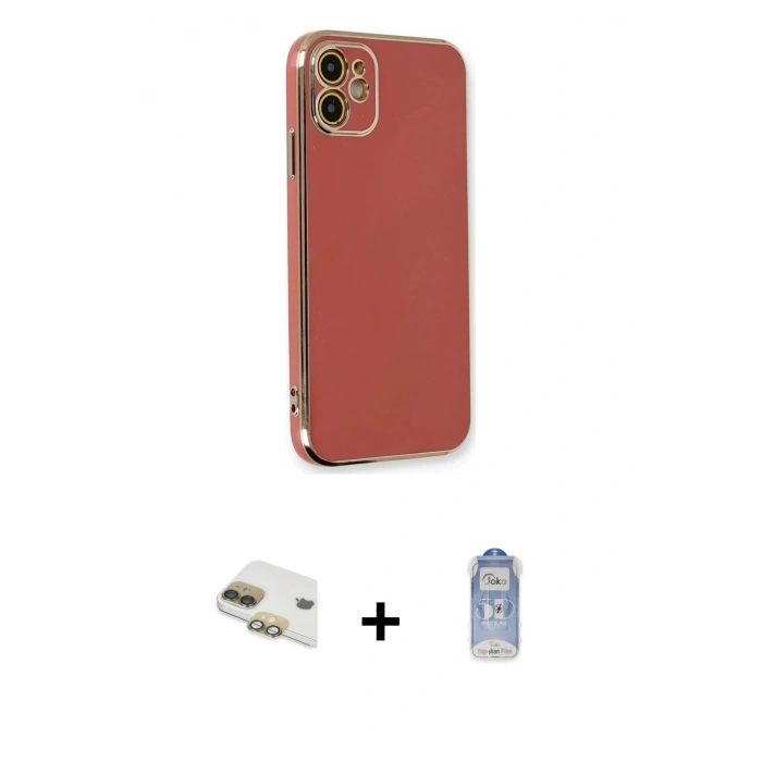 MARSİLYAN™- iPhone 11 Kılıf Yankı Serisi - Siyah Joko Magic 5D Cam + Pers Alüminyum Kamera Lens - GD