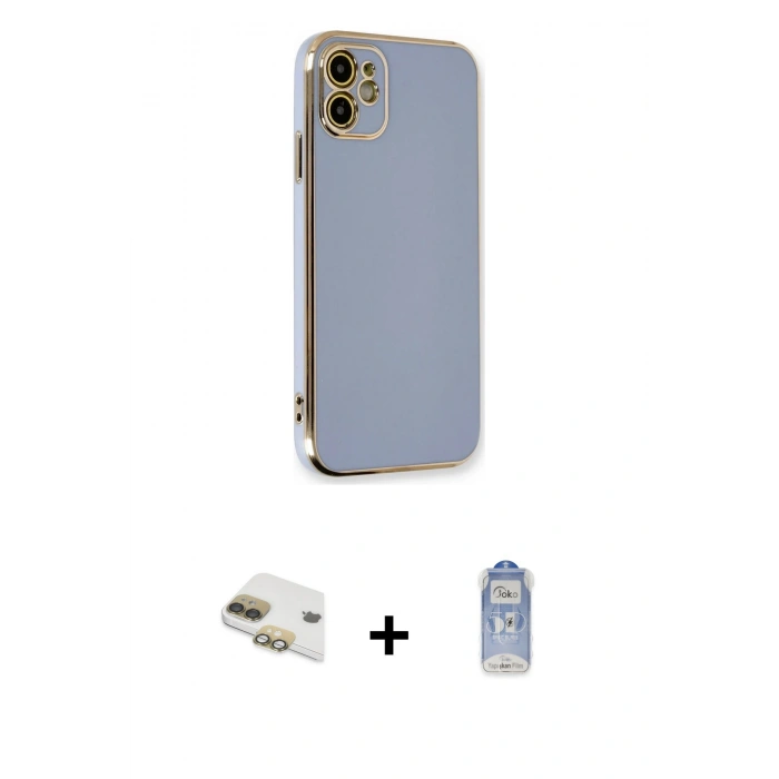 MARSİLYAN™- iPhone 11 Kılıf Yankı Serisi - Siyah Joko Magic 5D Cam + Pers Alüminyum Kamera Lens - GD