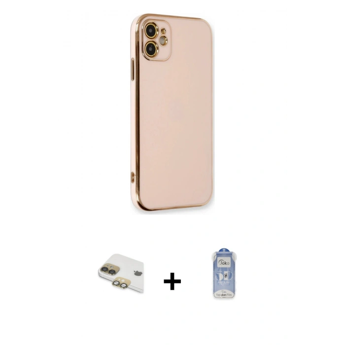 MARSİLYAN™- iPhone 11 Kılıf Yankı Serisi - Siyah Joko Magic 5D Cam + Pers Alüminyum Kamera Lens - GD