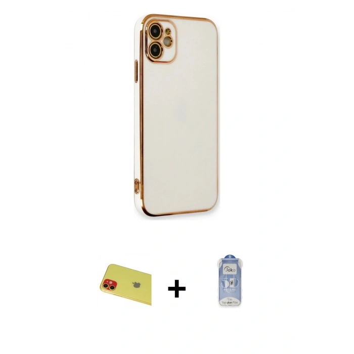 MARSİLYAN™- iPhone 11 Kılıf Yankı Serisi - Siyah Joko Magic 5D Cam + Rainbow Kamera Lens Koruma Cam - KI