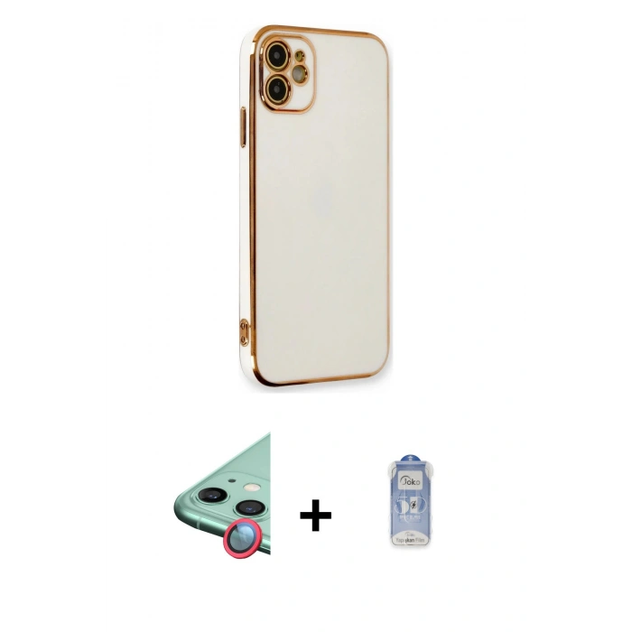 MARSİLYAN™- iPhone 11 Kılıf Yankı Serisi - Siyah Joko Magic 5D Cam + Raze Metal Kamera Lens - KI