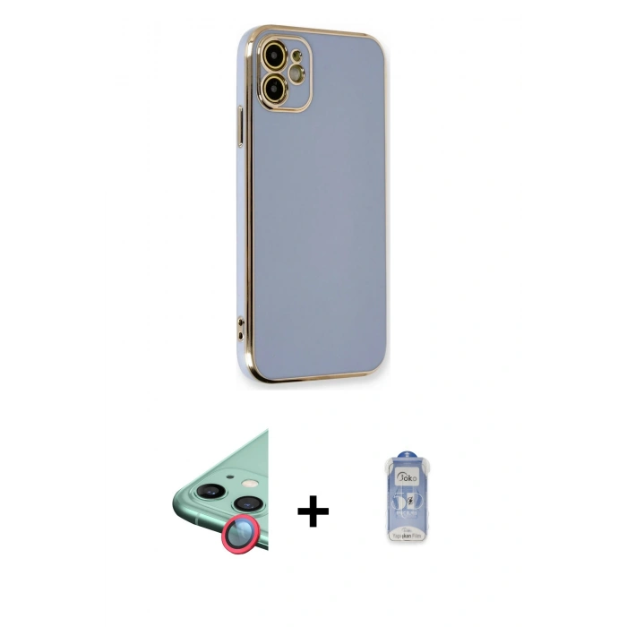 MARSİLYAN™- iPhone 11 Kılıf Yankı Serisi - Siyah Joko Magic 5D Cam + Raze Metal Kamera Lens - KI