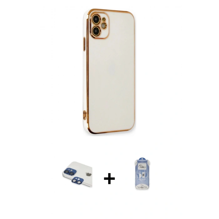 MARSİLYAN™- iPhone 11 Kılıf Yankı Serisi - Siyah Joko Magic 5D Cam + Pers Alüminyum Kamera Lens - LT
