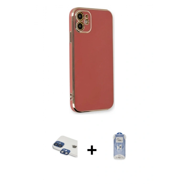 MARSİLYAN™- iPhone 11 Kılıf Yankı Serisi - Siyah Joko Magic 5D Cam + Pers Alüminyum Kamera Lens - LT
