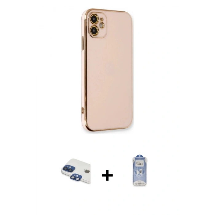 MARSİLYAN™- iPhone 11 Kılıf Yankı Serisi - Siyah Joko Magic 5D Cam + Pers Alüminyum Kamera Lens - LT