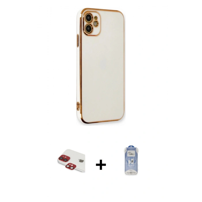 MARSİLYAN™- iPhone 11 Kılıf Yankı Serisi - Siyah Joko Magic 5D Cam + Pers Alüminyum Kamera Lens - KI